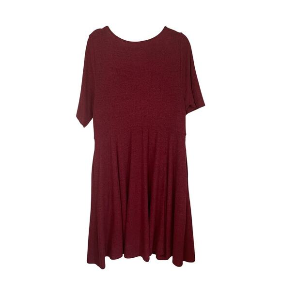 NWT Torrid Red Black Super Soft Plush Dark Red Wrap Waist Skater Dress Size 3X - Picture 5 of 8